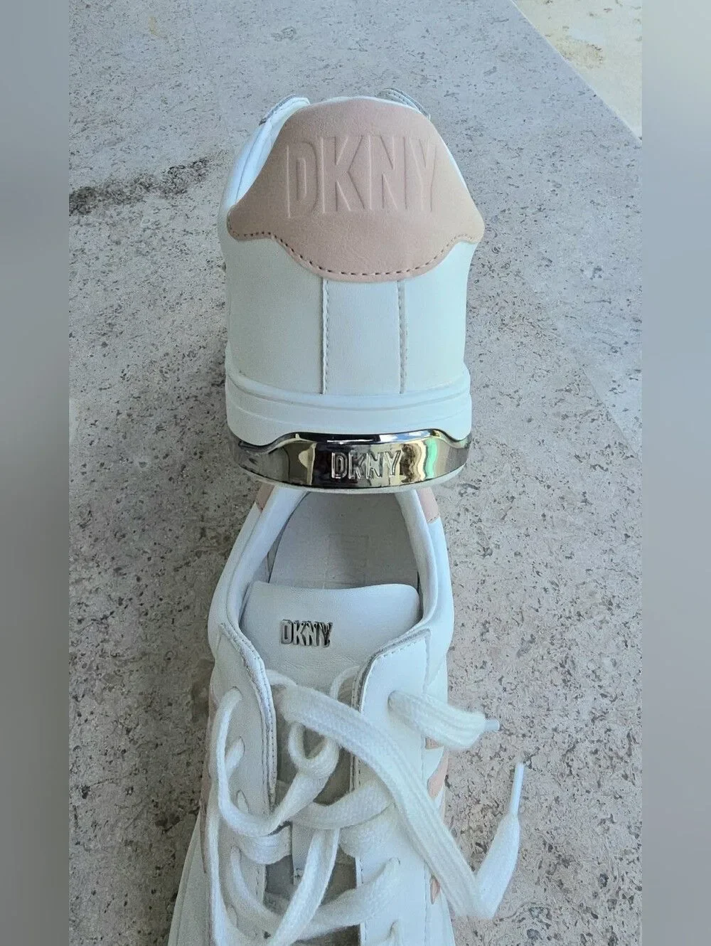 Dkny snicker white and pink Size 8